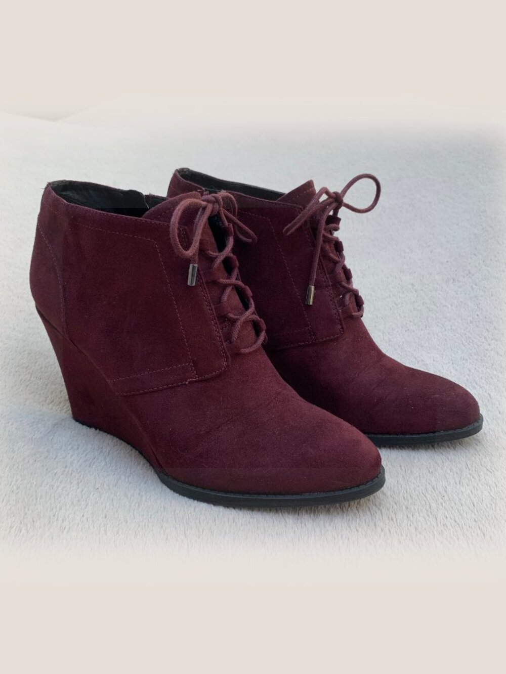 Franco Sarto Lennon Faux Suede Wedge Booties Sz 7.5 - Picture 1 of 16